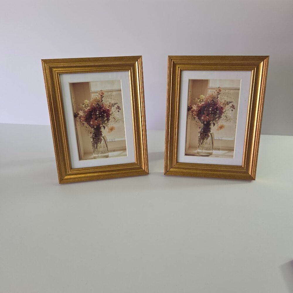 Gold Picture 4" x 6" Frames, Horizontal or Vertical, Set of 2, NWOT